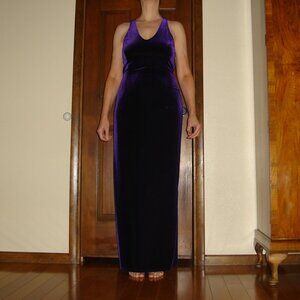 Purple velvet evening dress